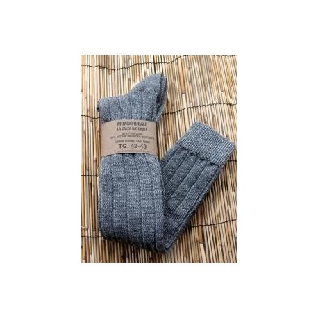 LONG WOOLEN SOCKS GREY, COTTON INSIDE (80% WOOL, 20% ORGANIC  COTTON).