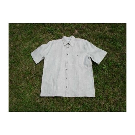 Camicia Lino Collo Normale Manica Corta